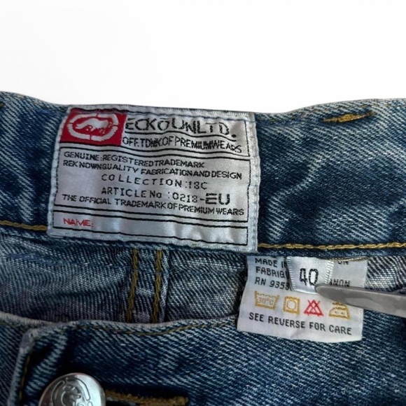 y2k Ecko Unltd Baggy Carpenter Jean Shorts Sz 40 Denim Jorts Streetwear - Picture 8 of 8